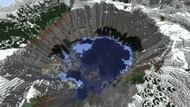 The large crater in this seed's starting area has plenty of secrets and is begging to be built upon (image via Mojang)